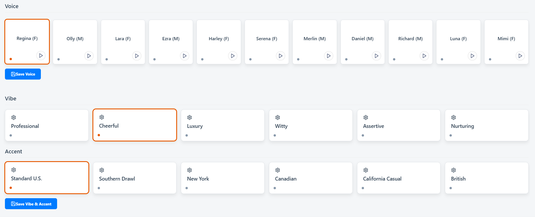 Agent Personality Design UI